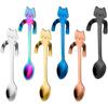 Cat Spoon Coffee Teaspoon, PBIEHSR Stainless Steel Hanging Cup Tea Spoon Two Different Lengths Dessert Scoop for Stirring Drink Mixing Milkshake Jam,