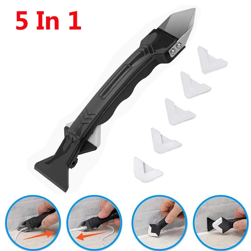 5 In1 Silicone Remover Sealant Smooth Scraper Caulk Finisher Grout Kit Tools Floor Mould Removal Hand Tools Set Accessories New