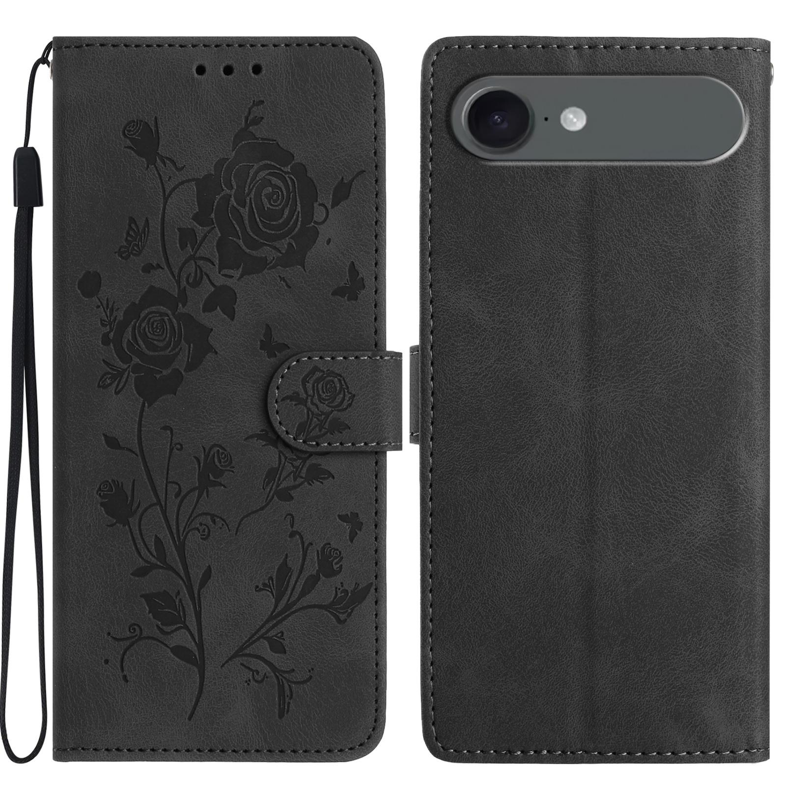 

For iPhone Air Wallet Case Rose Pattern Imprinted Leather Flip Stand Phone Cover with Strap H