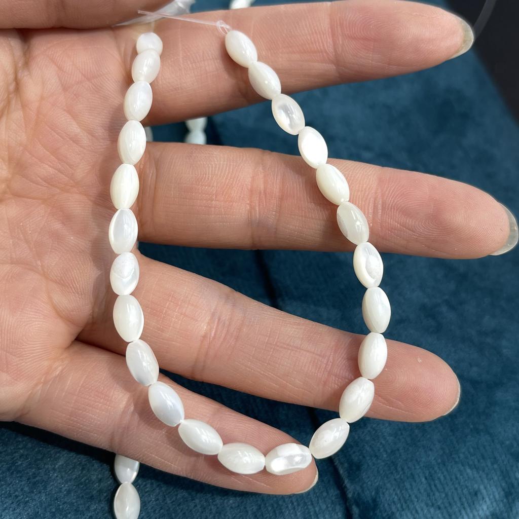 2String, White Natural Freshwater Shell Beads, 5×8mm, Handmade Horseshoe Ellipse Shell Beads for DIY Jewelry Making 18cm
