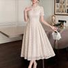 ZANZEA Women Casual Round Neck Lace Patchwork Elegant Short Sleeve Dress
