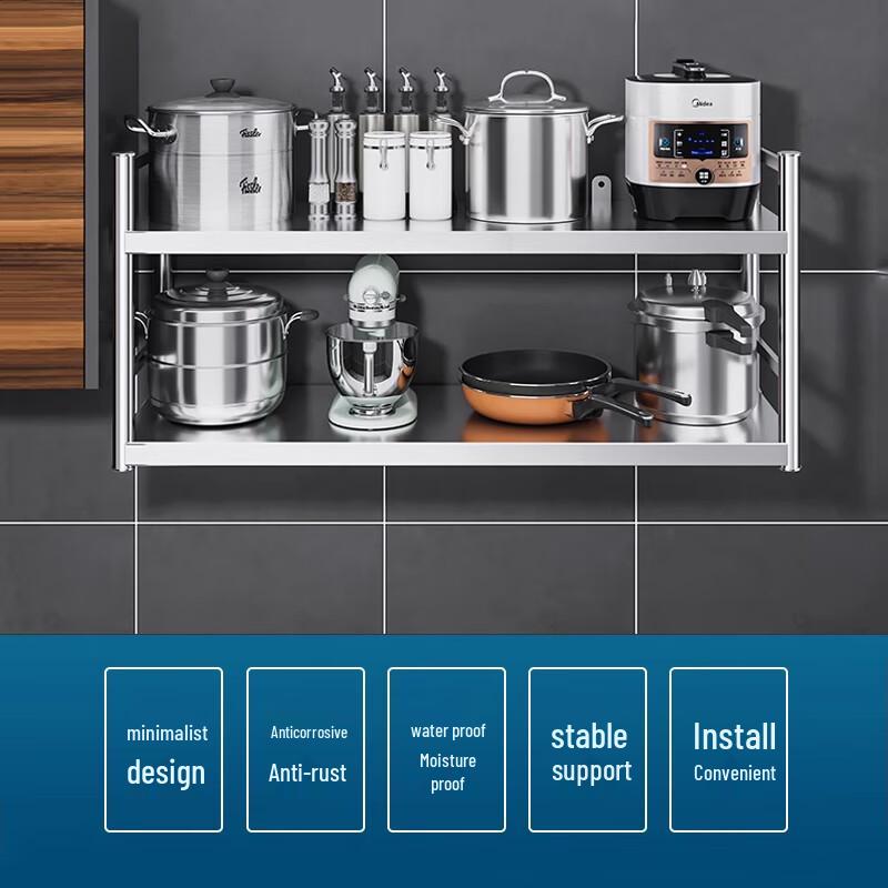 Stainless Steel Wall-Mounted Kitchen Shelf