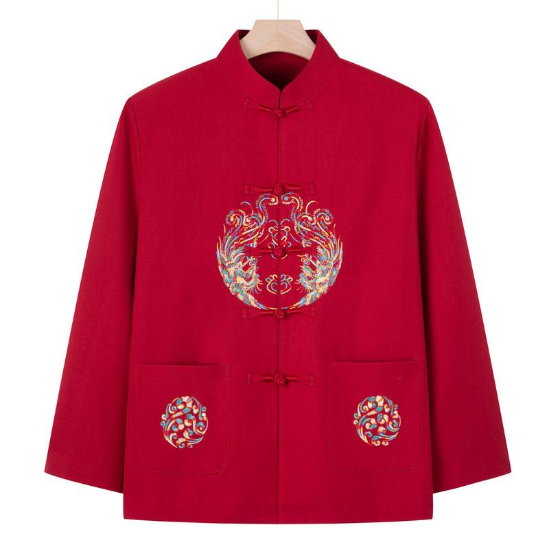 Middle-aged and Elderly Couples Tang Suits Men's Birthday Birthday Chinese Wedding Dress Mom and Dad Spring and Autumn Jacket