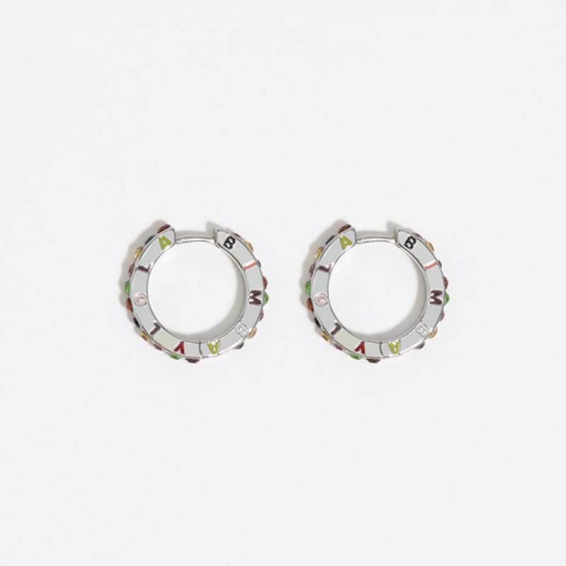 BIMBA Y LOLA [25FW] BIMBA Y LOLA Multicolor Crystal Logo Hoop Silver Earrings B256AIW002SIF