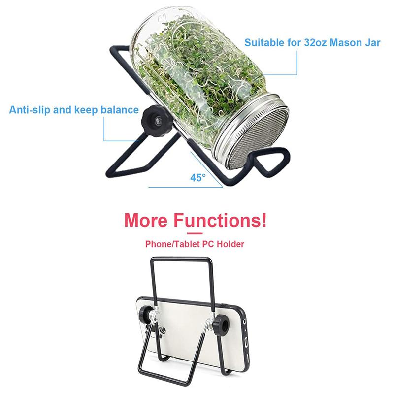 82Mm Wide Mouth Seed Sprouter Germination Cover Sprouting Lid Hydroponic Vegetable Bean Seedling Jar Lid With Drainage Net