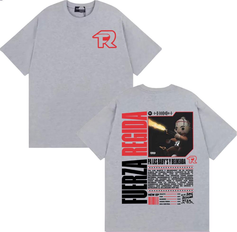 2025 Summer Fuerza Regida Steady Pressure Tour Tshirt Mens Fashion Hip Hop Hip Hop Tshirt Cotton Leisure High Quality Tshirt