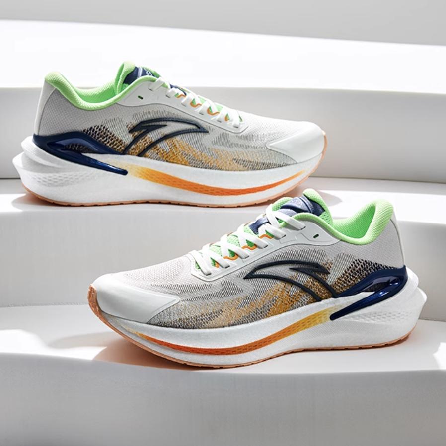Anta Wanghai 2 Fashion Comfortable Shock Absorbing Durable Low Top Casual Running Shoes Men sneaker White Green Orange 912435555-2