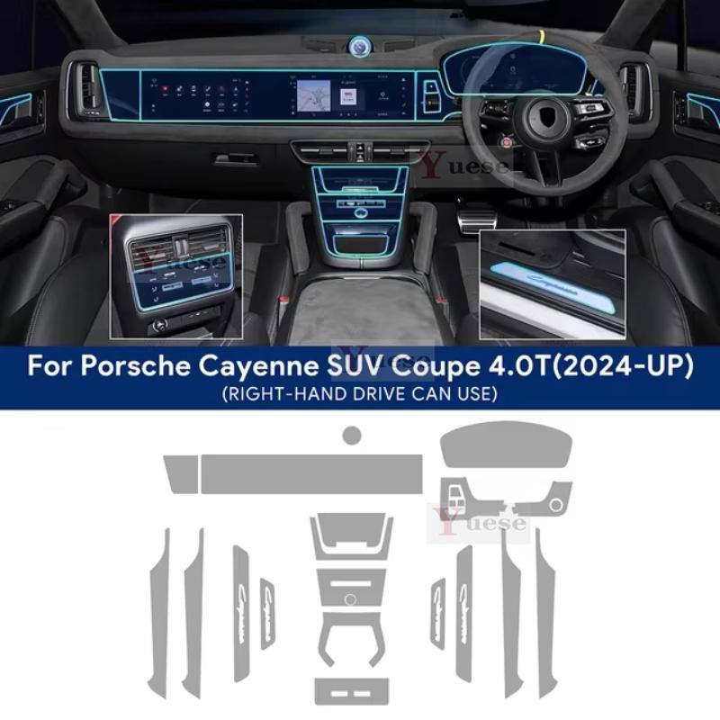 Car Interior Center Console Transparent TPU Protective Film Anti-scratch Film For Porsche Cayenne 2024 SUV Coupe 3.0T 4.0T