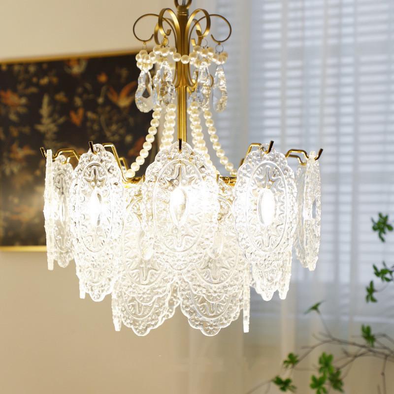Classic Retro French Glass Crystal Chandelier for Living Room, Restaurant, or Bedroom