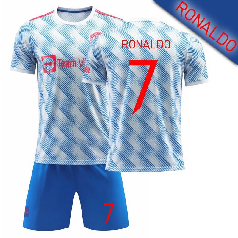 21-22 Red Devils Away No. 7 C Ronaldo Blue Jersey Set Football Uniform 6 Bogba Champions League Version Batch