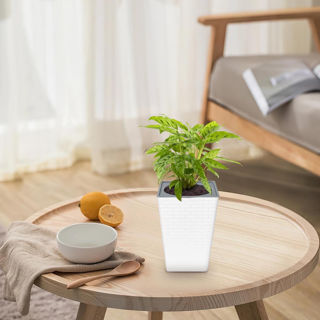 Brick Pattern Flowerpot Imitation Metal Plastic Flower Pot Square And Tall Type For Gardening Potted Plants Garden Supplies