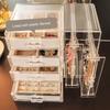 Ohrringhalter Organizerbox aus Kunststoff mit 5 Schubladen Klare Schmuckaufbewahrungsbox für Damen Inklusive 20 Reißverschlussbeuteln