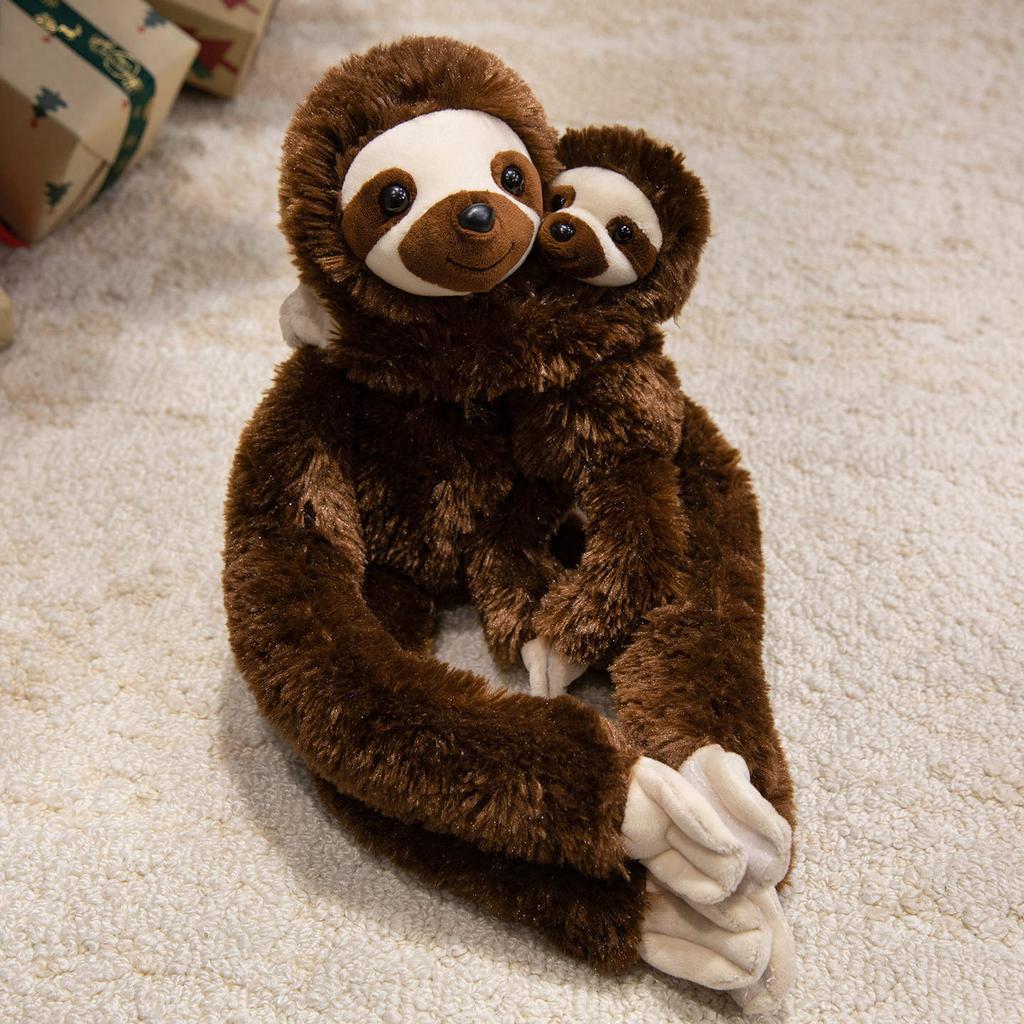 Mother and son chimpanzee doll plush toy little monkey sloth doll girl company soothing doll