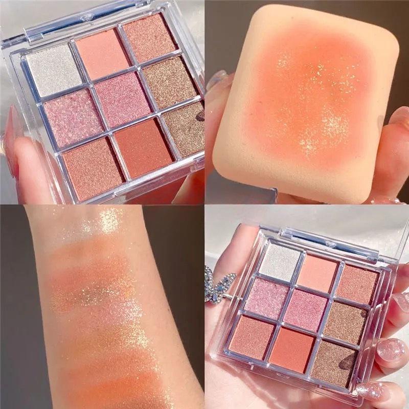 9 Colors Chocolate Eye Shadow Palette Pearly Matte Earth Color Eyeshadow Pallete Shiny Sequins Eye Pigments Lasting Makeup