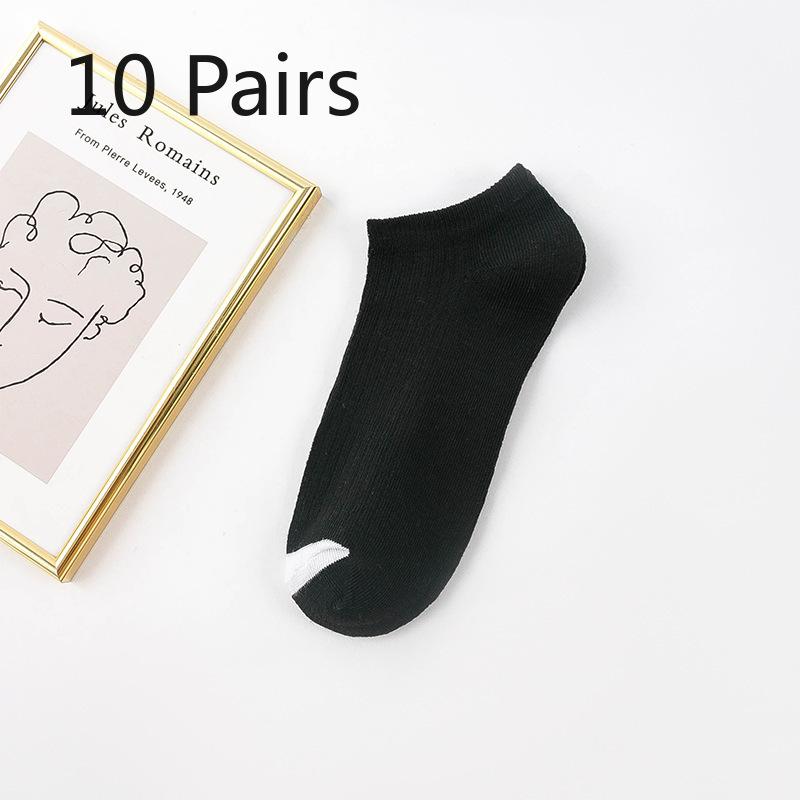 10 Pairs of Women Spring and Autumn Shallow Mouth Invisible Perspirant Breathable Boat Socks