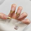 Gilded French Almond Nails: High-End 3D Irregular Gold Edge Nail Art