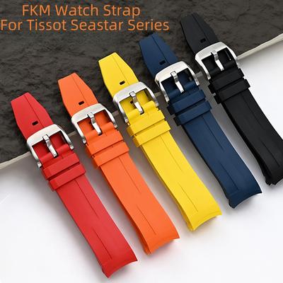 Wasserdichtes Fluorkautschuk-Uhrenarmband (FKM) für Tissot 1853 Seastar Serie T120, 21 mm, gebogenes Uhrenarmband