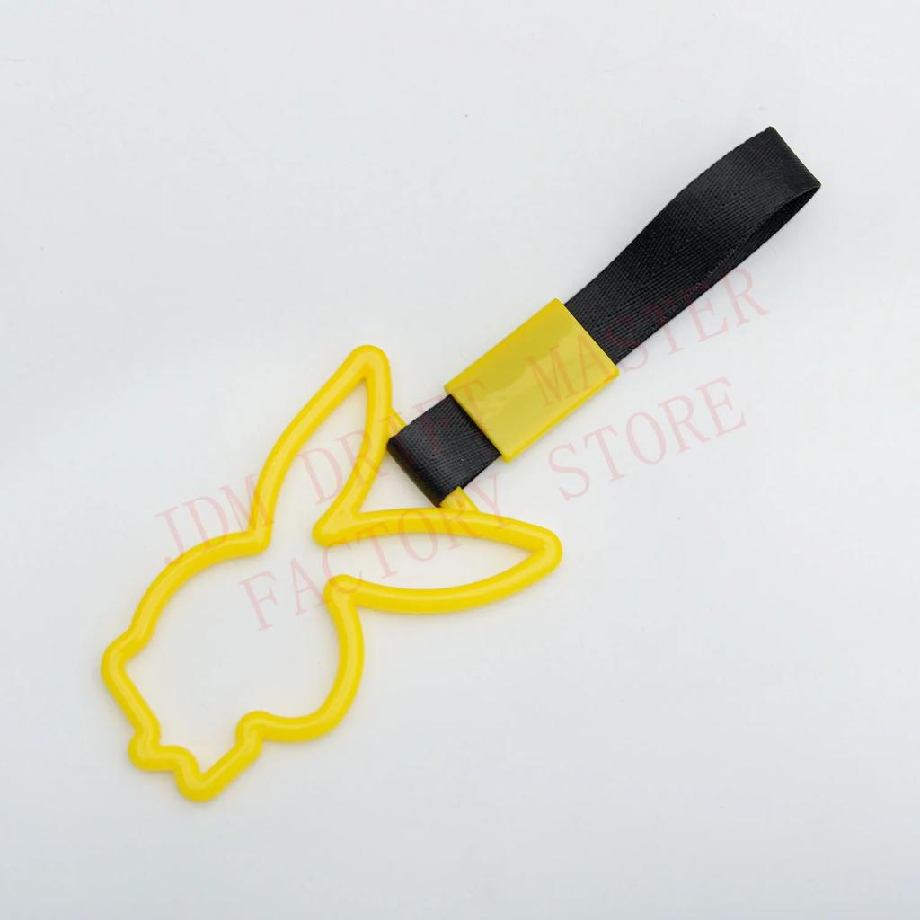JDM Rabbit Racing Tsurikawa Ring Train Bus Handle Universal Drift Anime Car Modified Handle Nylon Strap For Car Warning