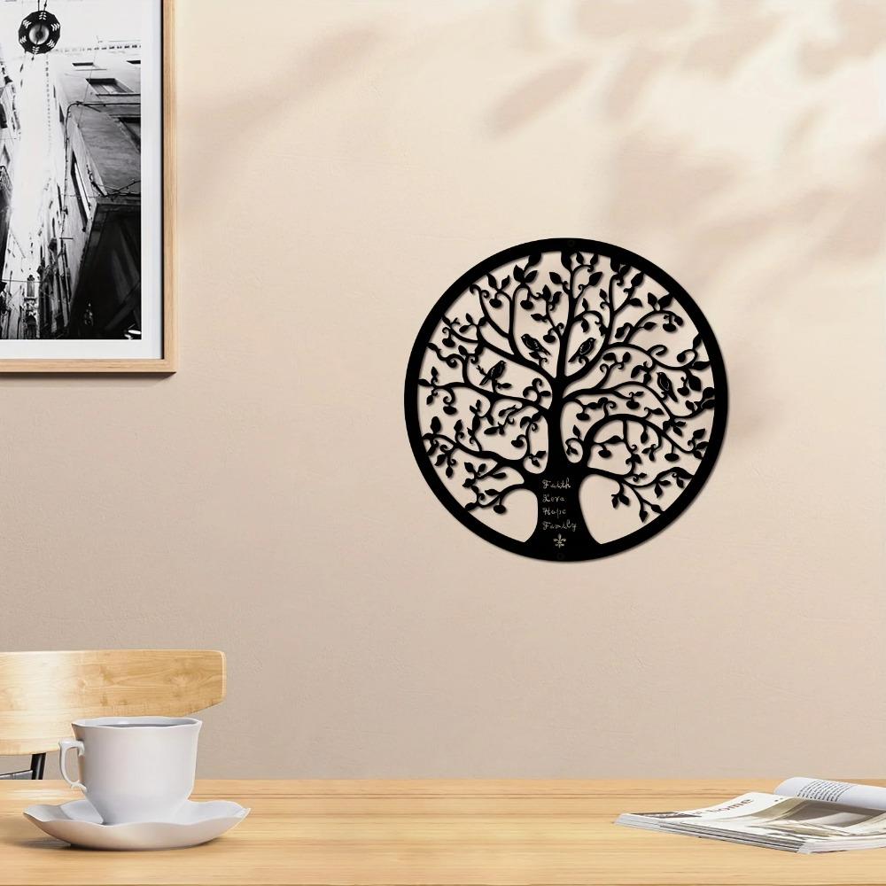 1-Piece Modern Tree of Life Metal Wall Decor - Black Line Sculpture for Home and Office | Stylish Metal Wall Hanging