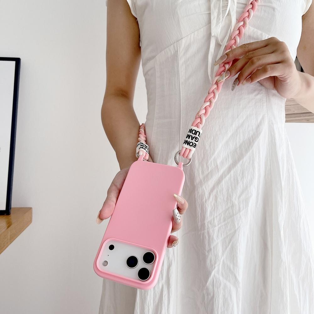 Crossbody Lanyard Matte Liquid Silicone Case For iPhone 17 16 15 14 13 12 11 Pro Max Shoulder Strap Necklace Cord Soft Cover
