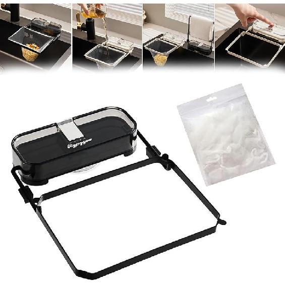 Cuzykitchen Sink Drainer,Foldable Suction Cup Sink Strainer,Kitchen Sink Filter with 50 Mesh Bag,Sink Drain Strainer Basket for Food Waste,Versatile