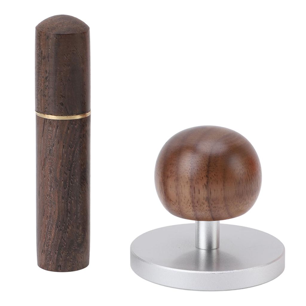 Coffee Tamper Coffee Distribution Tool with Wooden Round Handle Stainless Steel Base
