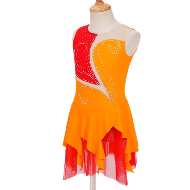 Kinder Mädchen Glitzerndes Tanzkleid Ärmellos Rundhalsausschnitt Strass Patchwork Hohlrücken Partykostüm