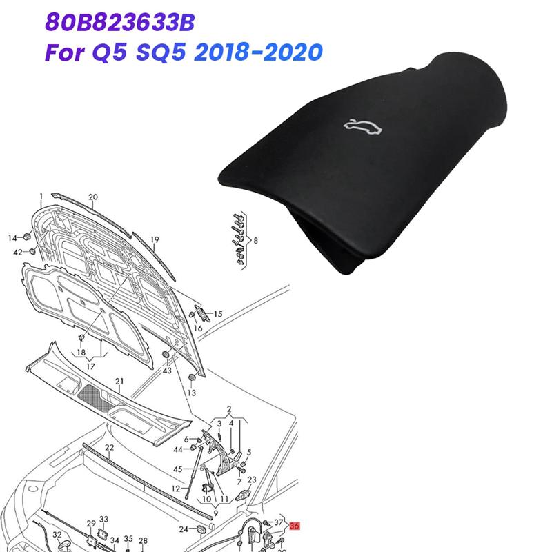 Оригинальная ручка рычага открытия капота для салона автомобиля 80B823633B Для Q5 SQ5 2018- Ручка открытия капота 11492835