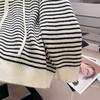 Women's Striped Hooded Knit Cardigan