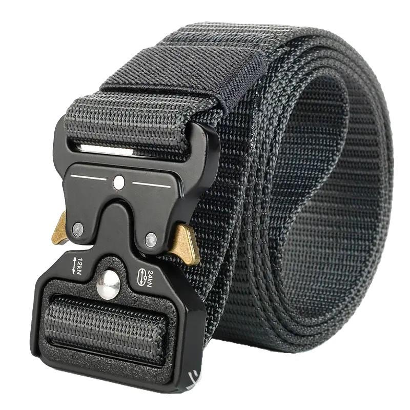 Outdoor Tactical Nylon Belt with Automatic Buckle for Military Training and Workwear