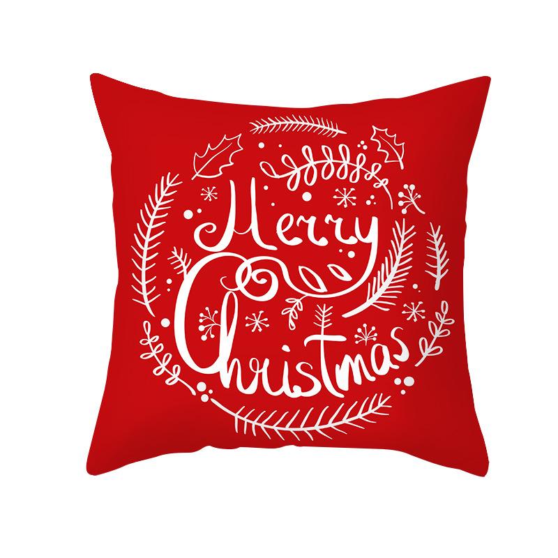 Plaid Christmas Pillow Cover Letter Christmas Tree Sofa Cushion Cover Peach Skin Cushion Home