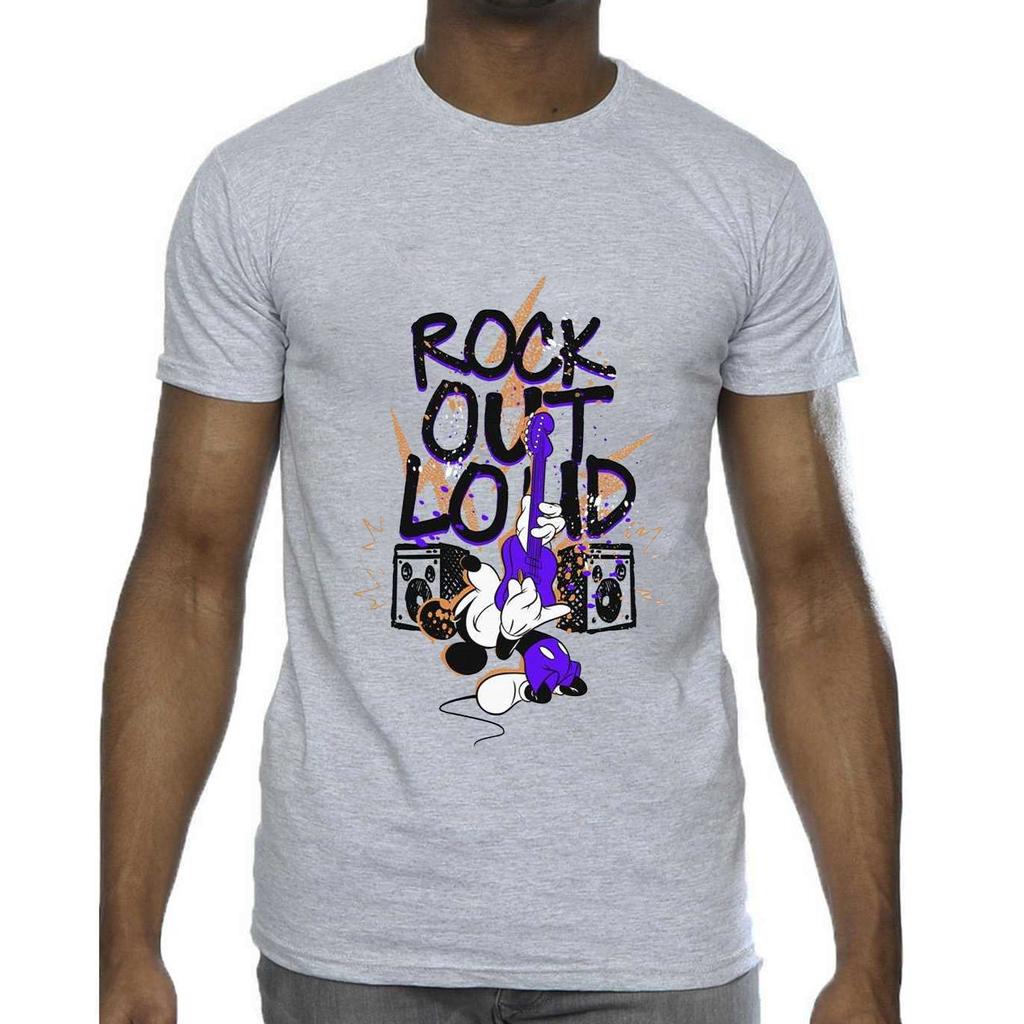 Disney Mens Mickey Mouse Rock Out Loud T-Shirt