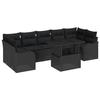 8-piece Garden Sofa Set with Black Rattan Cushions, 2-seater Garden Sofa with Black Rattan Cushions 3348419