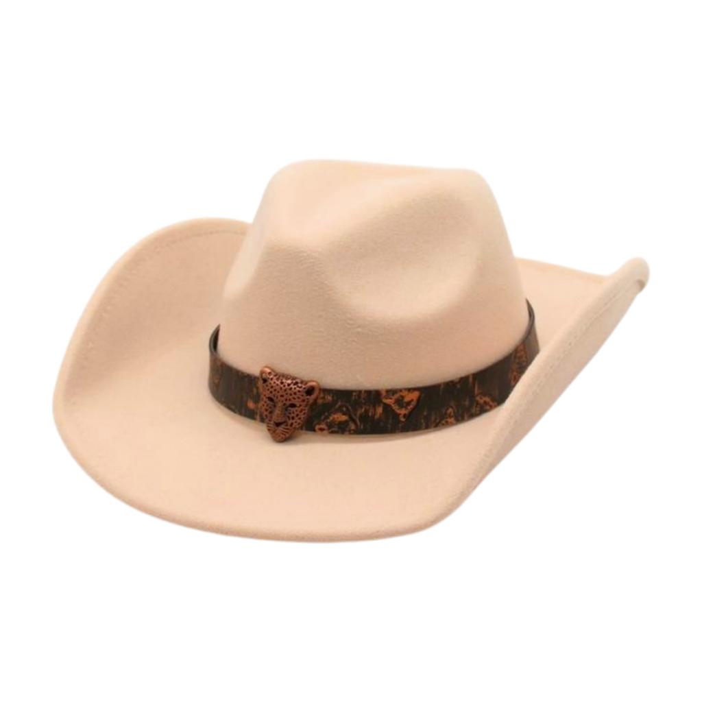 European, American And Western Felt Hats Cross-Border Amazon Hot-Selling Leopard Print Cowboy Hats Woolen Top Hats Jazz Hats Men'S And Women'S Hats
