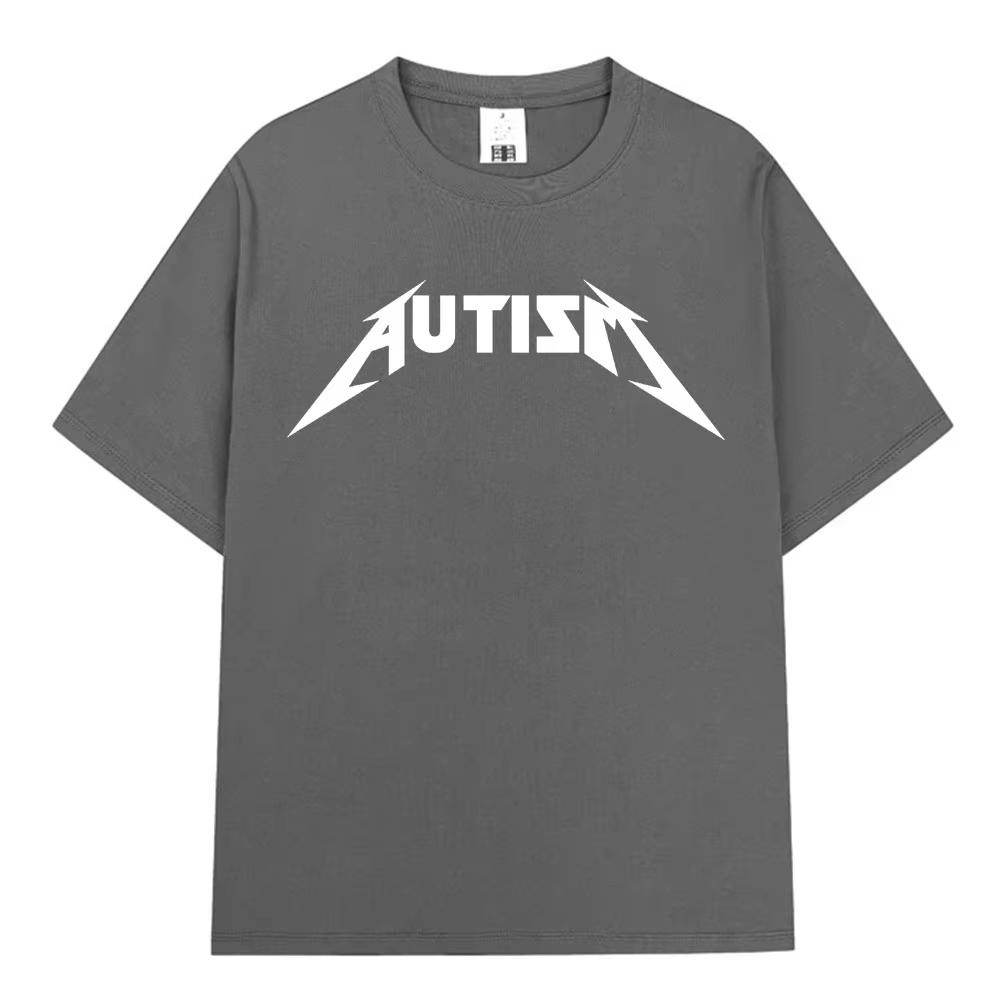 2026 Hot Sale Autism Metal Rock Meme T-shirt Men Women Fashion Hip Hop Short Sleeve Oversized T-shirts Cotton Comfort T Shirts Streetwear Tee Tops