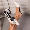 Women S Pointed Toe Slingback High Heel Sandals British Style