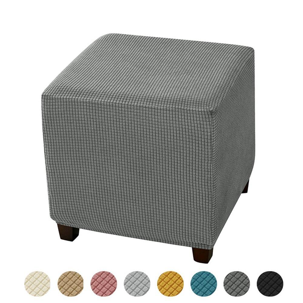 Elastic Jacquard Ottoman Cover Velvet Footrest Slipcover New Footstool Case  Home Decor