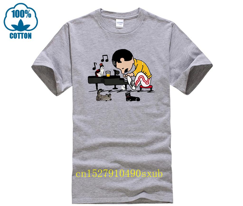hot man t-shirt Freddie Mercury playing piano with cat shirt woman shirt