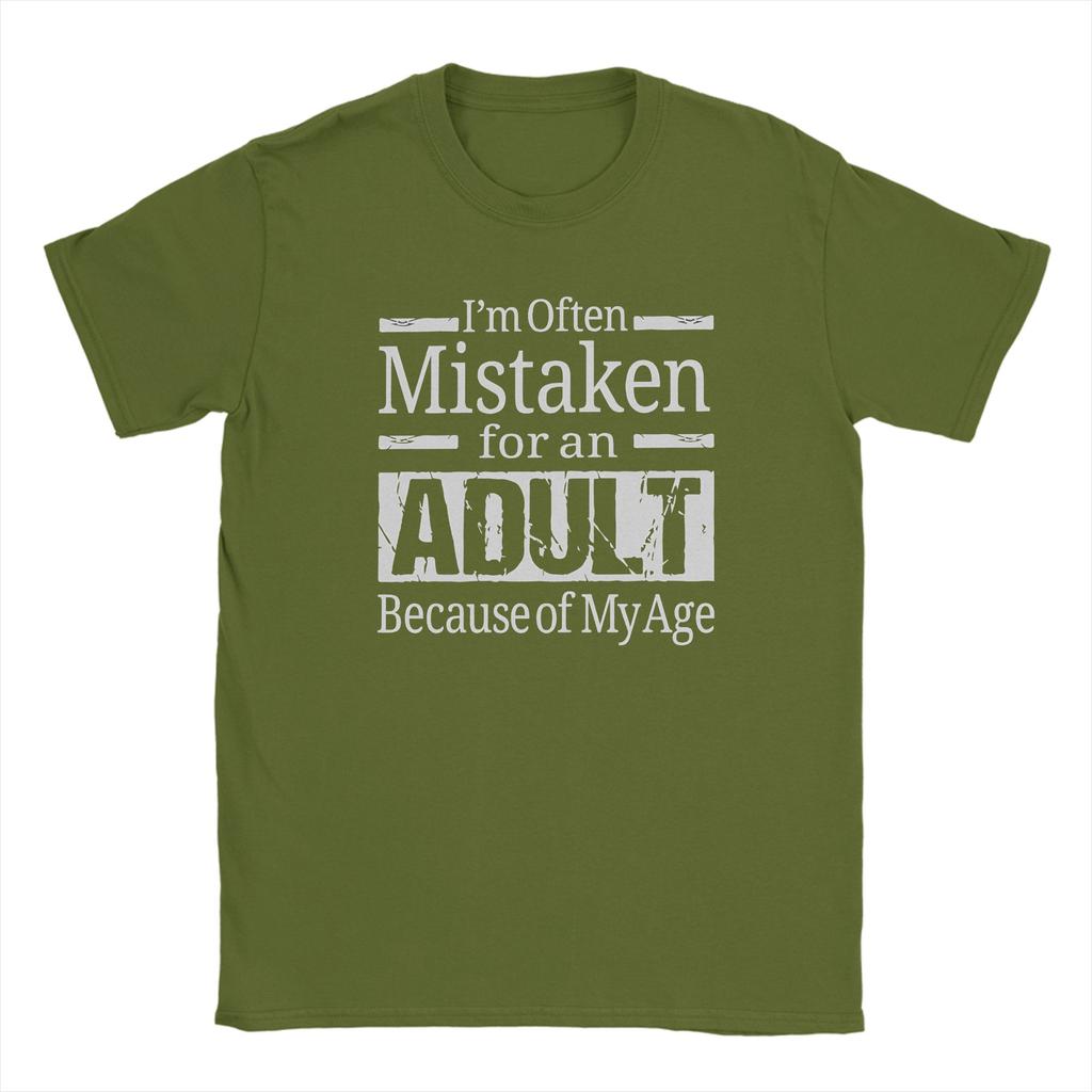 Im Often Mistaken for An Adult Because of My Age Cotton T Shirt For Unisex Summer Y2K Funny Tees Plus Size Print Tops
