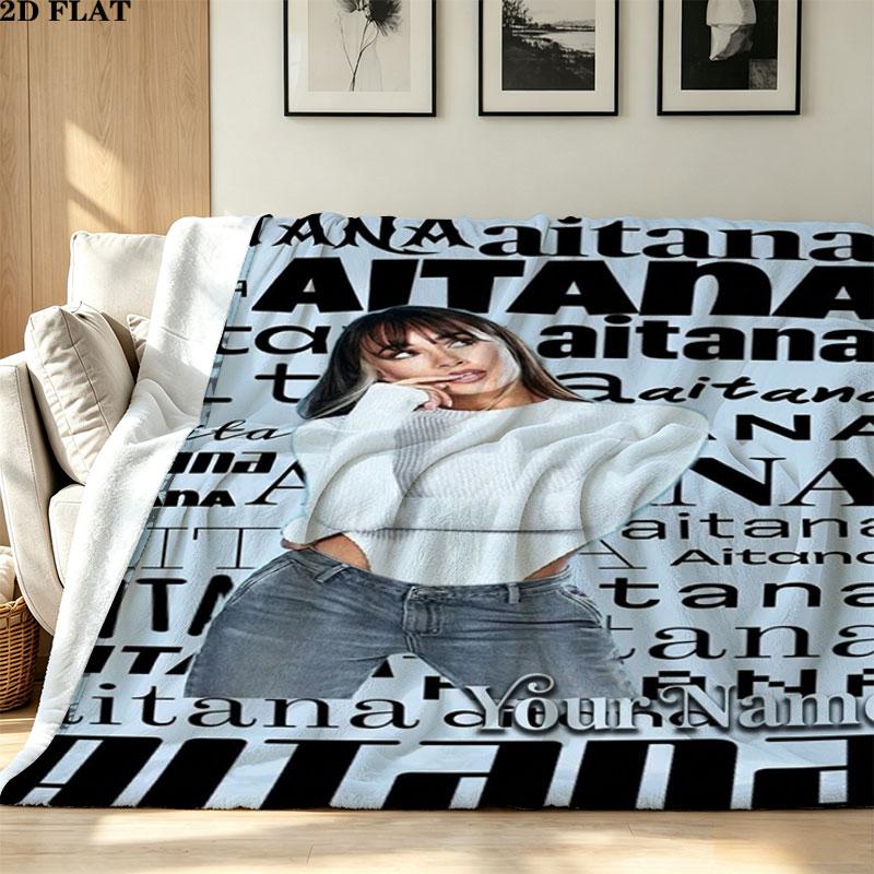 1PC Aitana Custom Name Patterned Flannel Blanket Suitable For All Seasons for Home Decor Warmth and Comfort Gifts Holiday Present