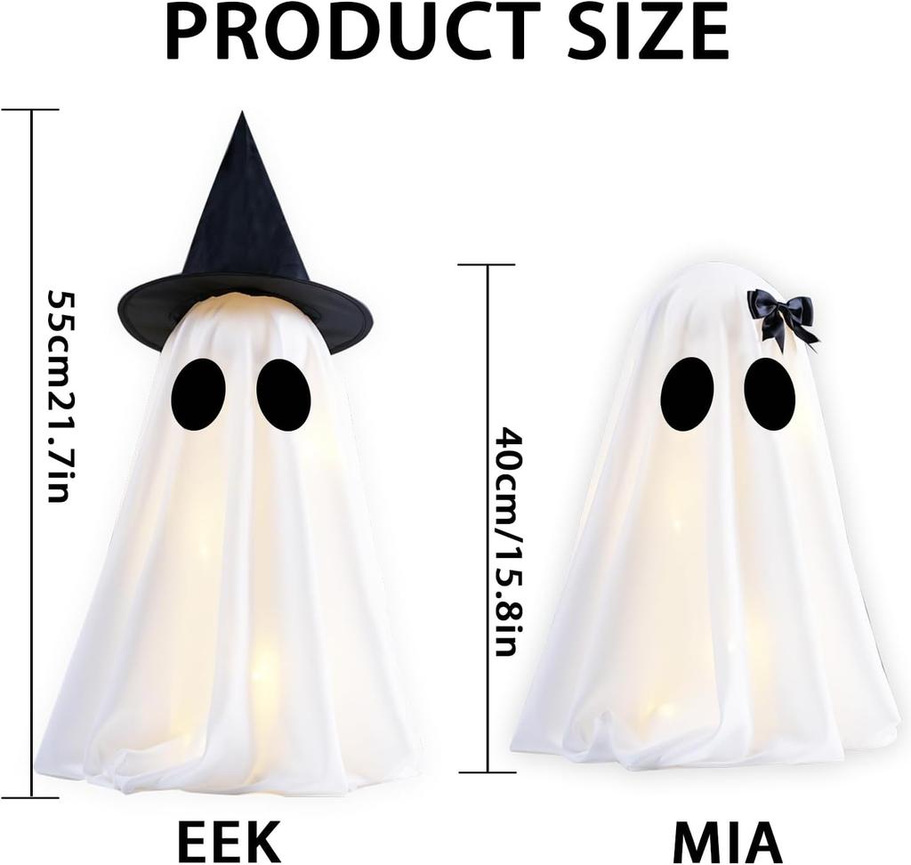 Light Up Halloween Ghost Decorations,  DIY Spooky Ghosts Crafts, Scary Ghost for Halloween Decor Indoor Home Mantel Shelf & Tabletop Decor