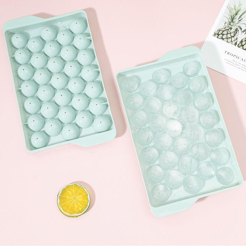 

Круглый поднос для льда с крышкой Пластиковая форма Холодильник Сферический контейнер Кухонные инструменты синий