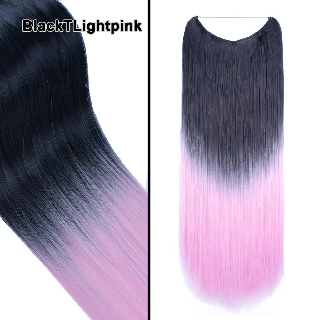 One Piece No Clips Hairpieces Ombre Color Elasticity Invisible Wire Fish Line Wavy Synthetic Hair Extension