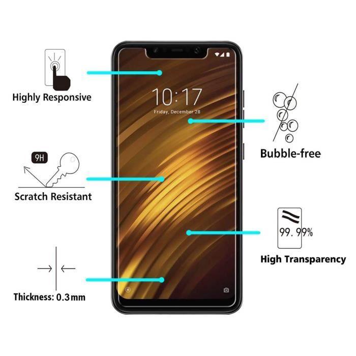 Displayschutzfolie - Phonillico® - Xiaomi POCOPHONE F1 - Gehärtetes Glas - Ultraresistent - Kratzfest