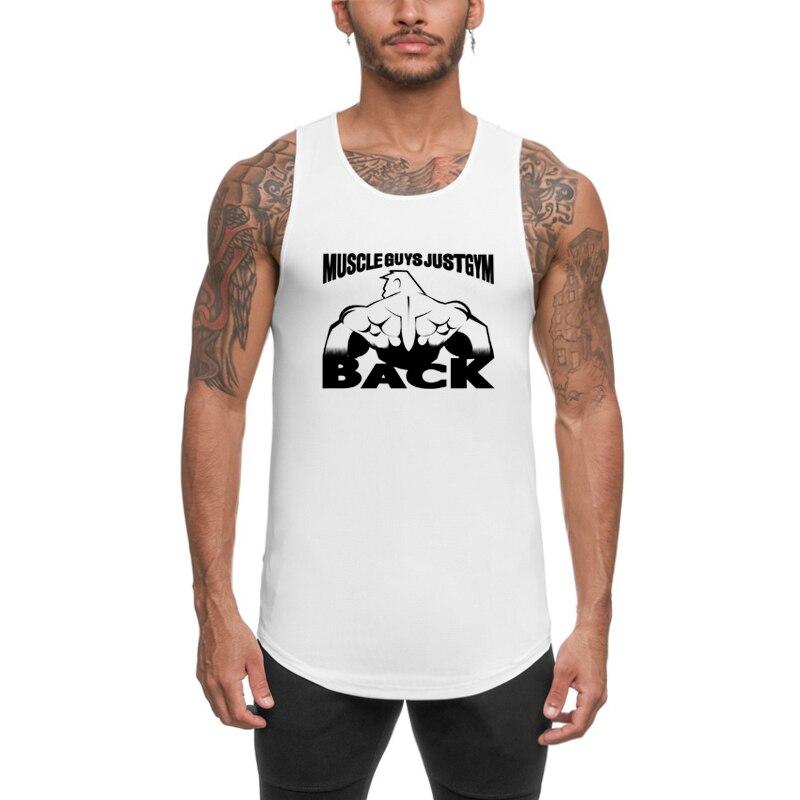 Muscleguys Summer bumbac tendință de imprimare vestă cu umăr largi bărbați sport respirabil negru fitness îmbrăcăminte exterioară strâmtă maiou fără mâneci bărbați