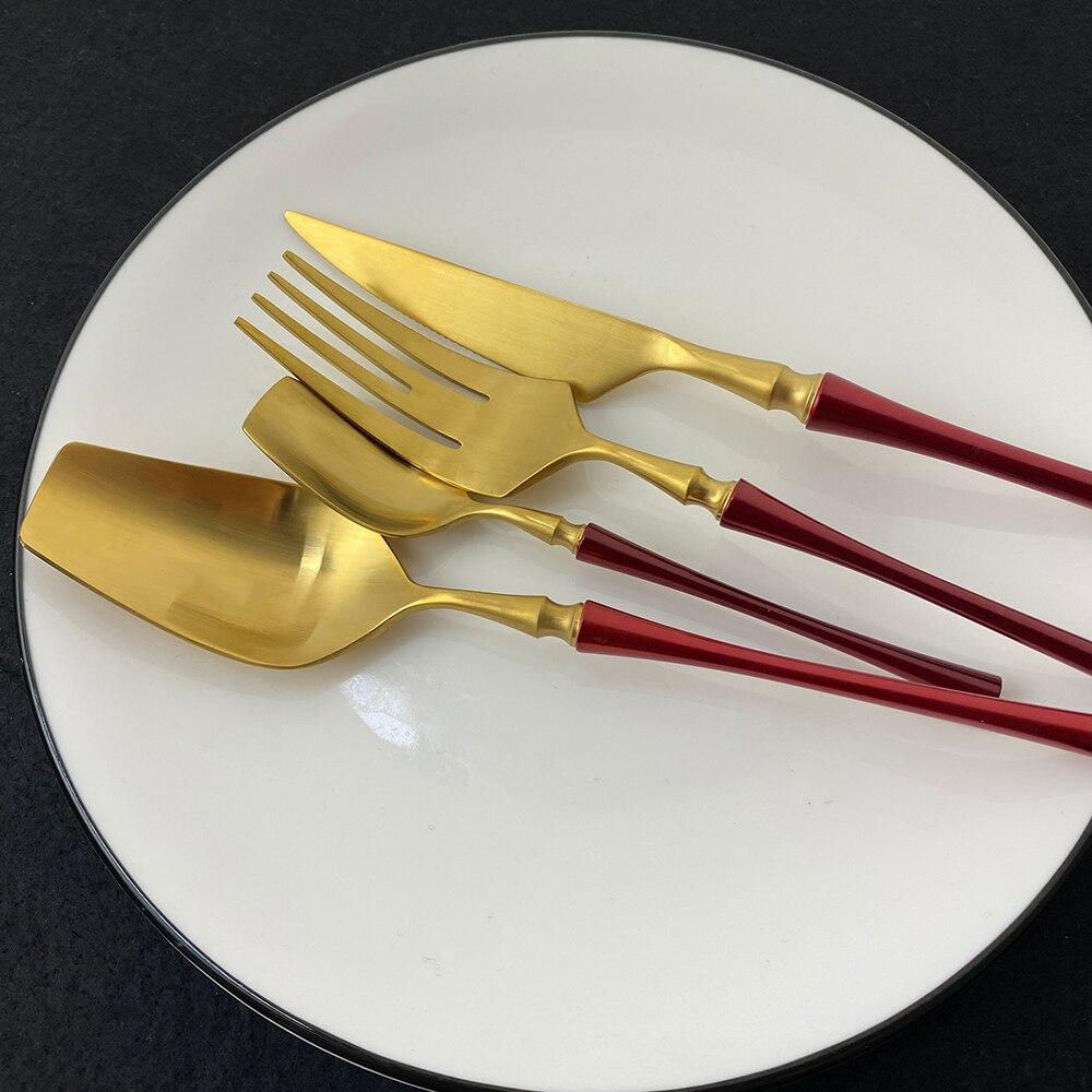 1 zestaw matowe złoto 304 zestaw sztućców ze stali nierdzewnej zestaw obiadowy zachodnia zastawa stołowa sztućce widelec nóż łyżka do domu
