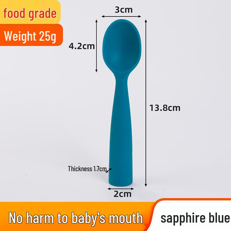 Baby Feeding Training Spoon - Silicone Long Handle for Infant Eating