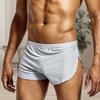 Men Solid Color Breathable Low-rise Shorts Panties Elastic Waist Side Split Ice Silk Lounge Shorts Underpants Sleepwear