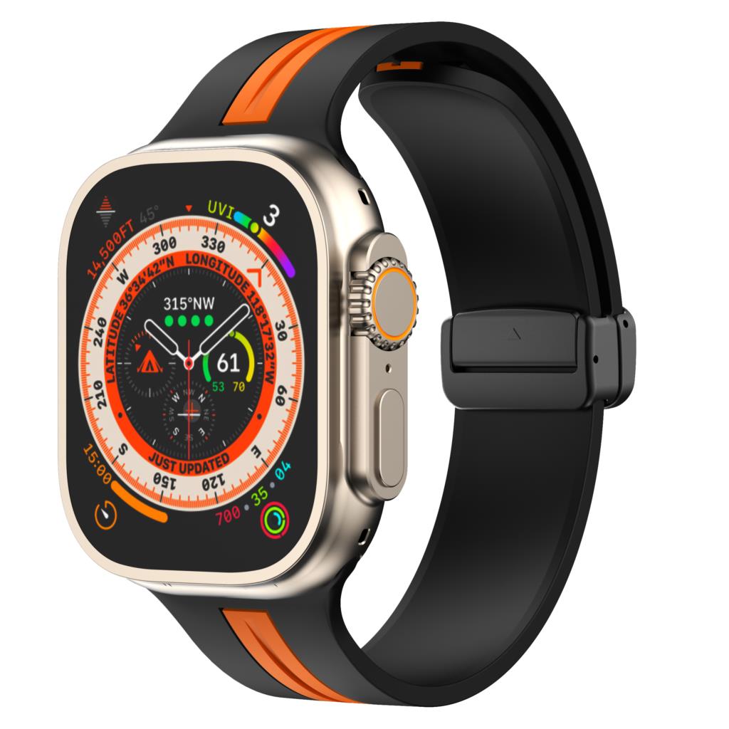 Magnetic buckle Strap For Apple Watch Ultra 2 band 49mm 44mm 40mm 45mm 41mm 38mm Silicone Bracelet iWatch series 7 3 6 5 se 8 9