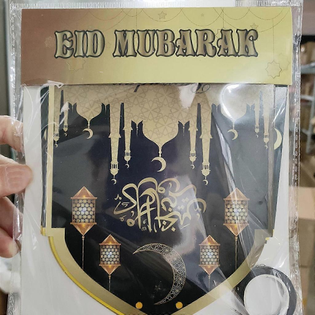 Eid Mubarak for Banner Moon Star Castle Pull Flag 5m Bunting Garland Ornament for Ramadan Party Wall Door Fireplace Deco